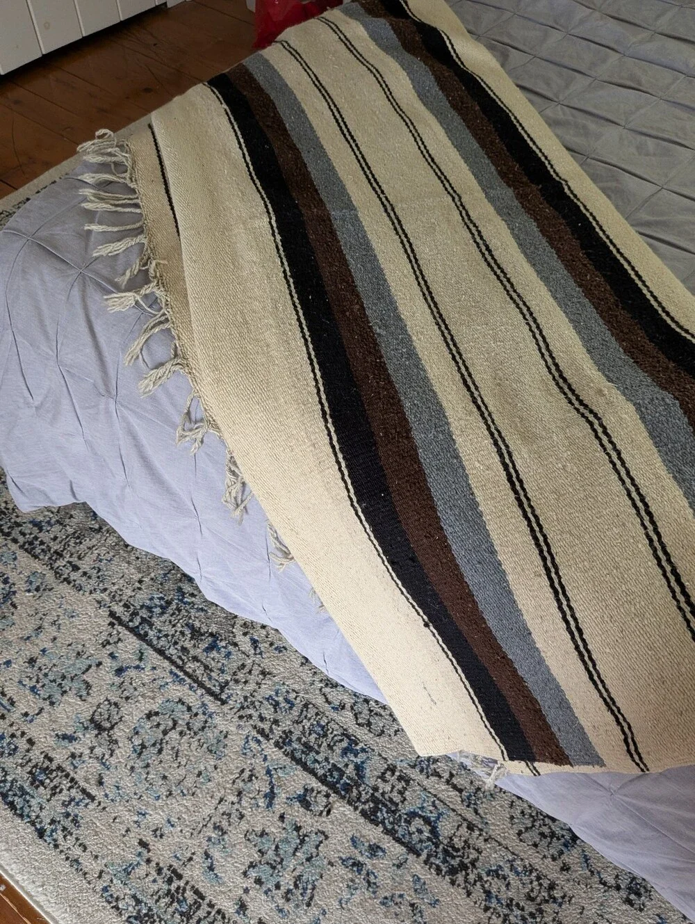 Vtg. Handmade Native American SOUTHWEST WOVEN WOOL BLANKET Throw 81